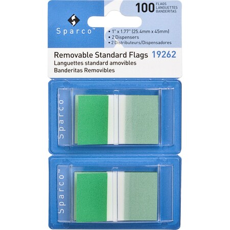 Sparco FLAGS, 1"", 100CT, W/DSPSNSR, GN PK SPR19262